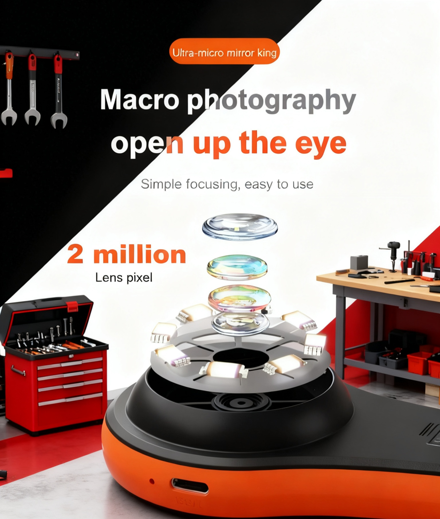 Handheld digital microscope with USB connection
