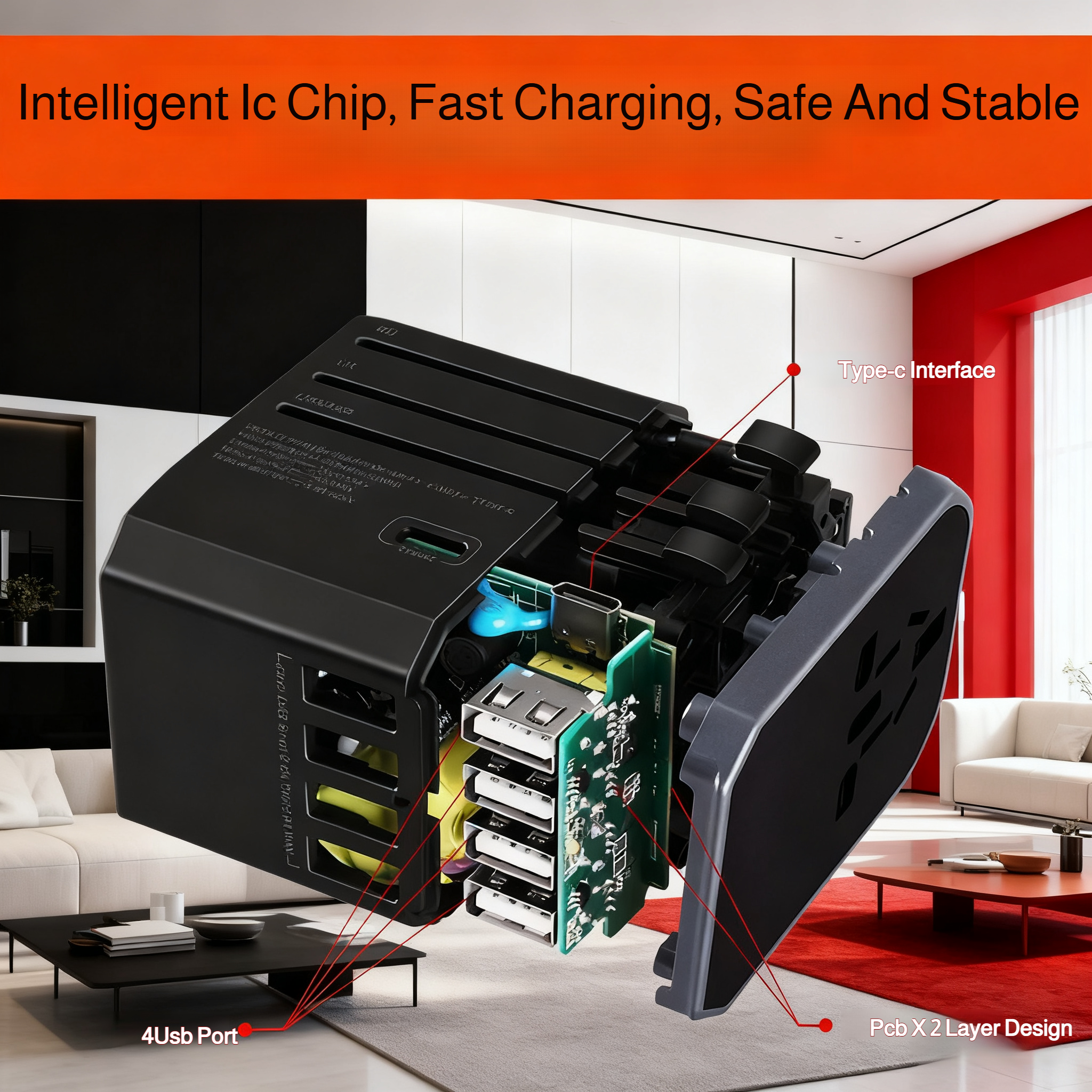 Portable international power adapter for travelers