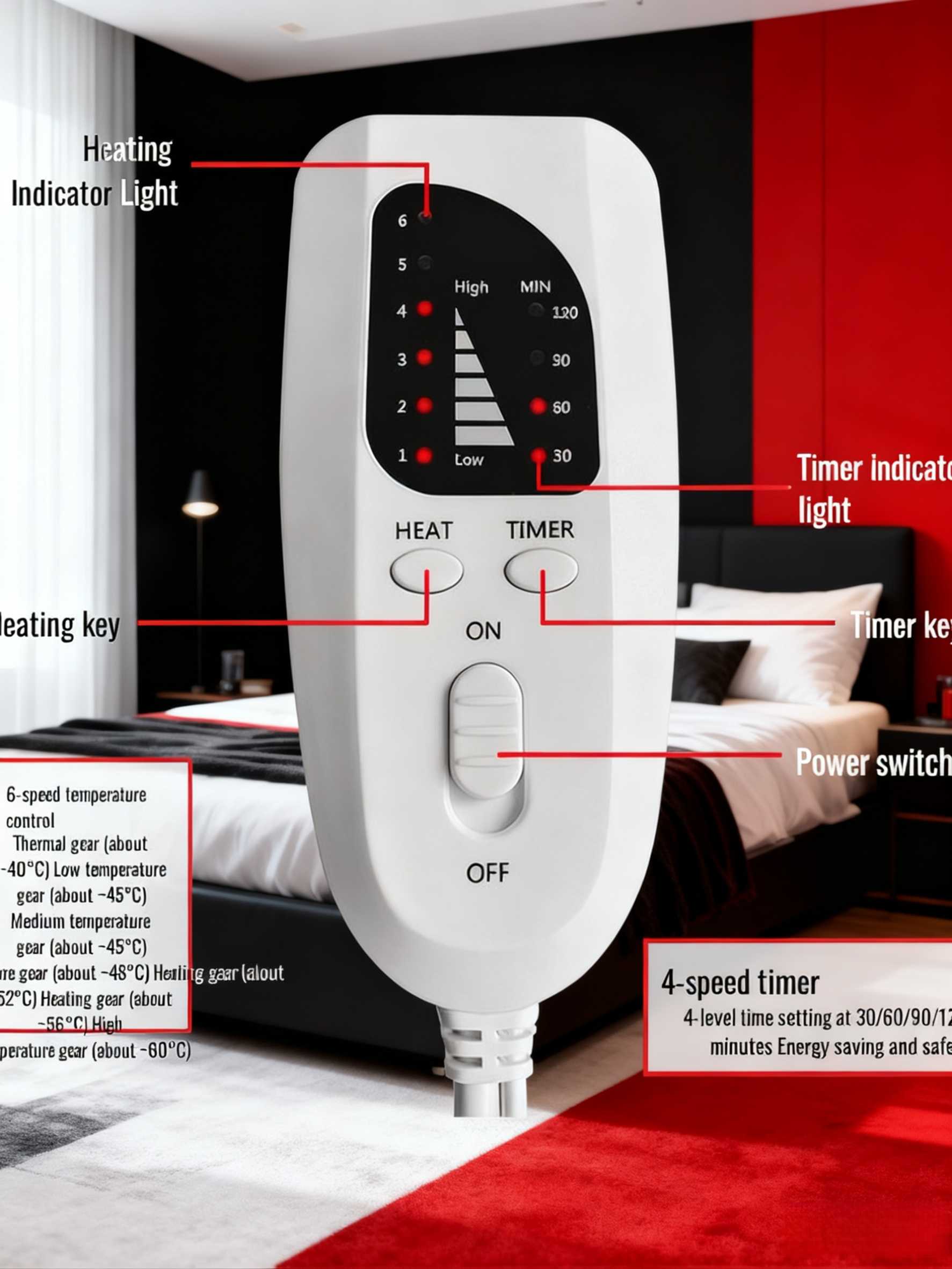Folded Smart Electric Blanket with Timer Display