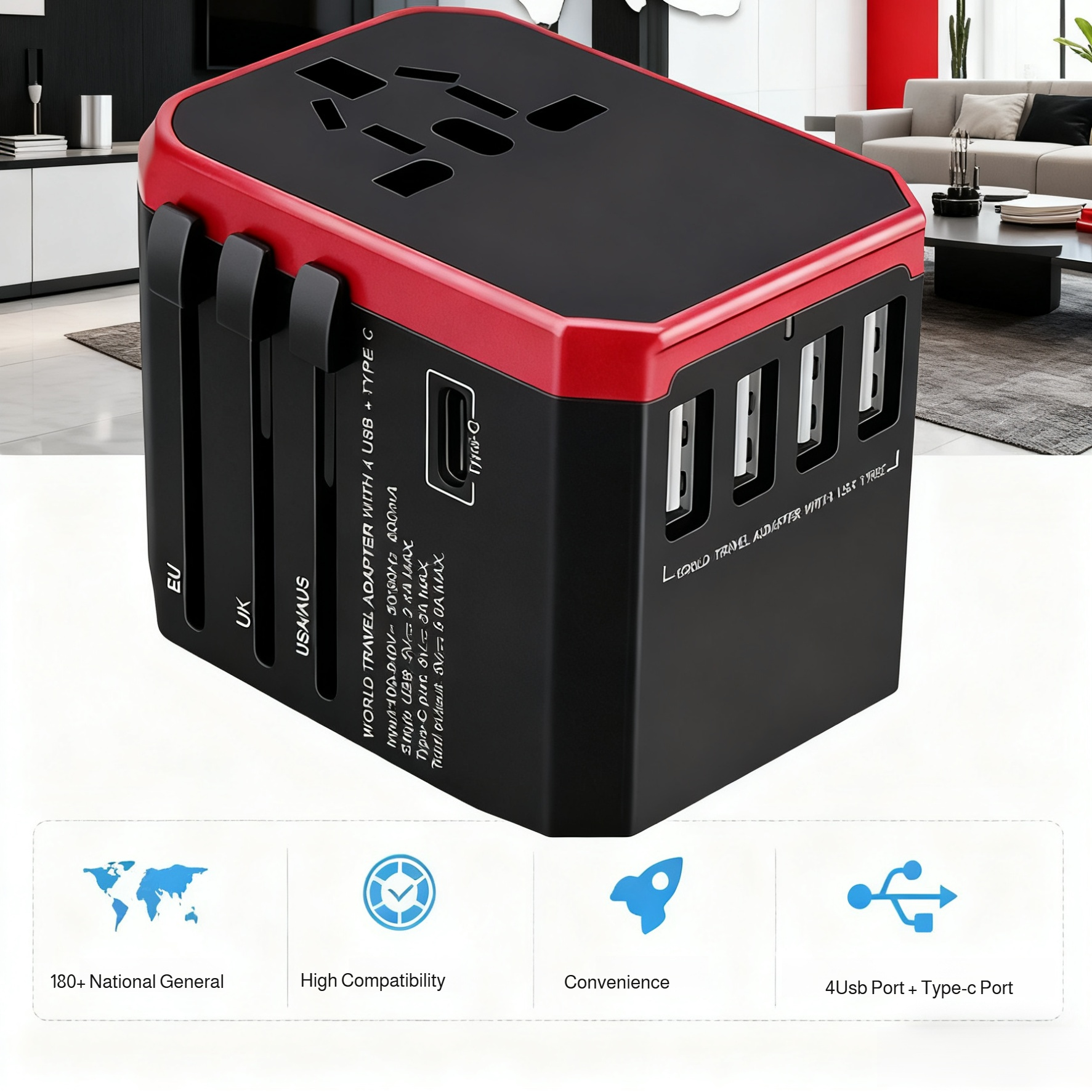 Universal Travel Adapter all-in-one international power plug