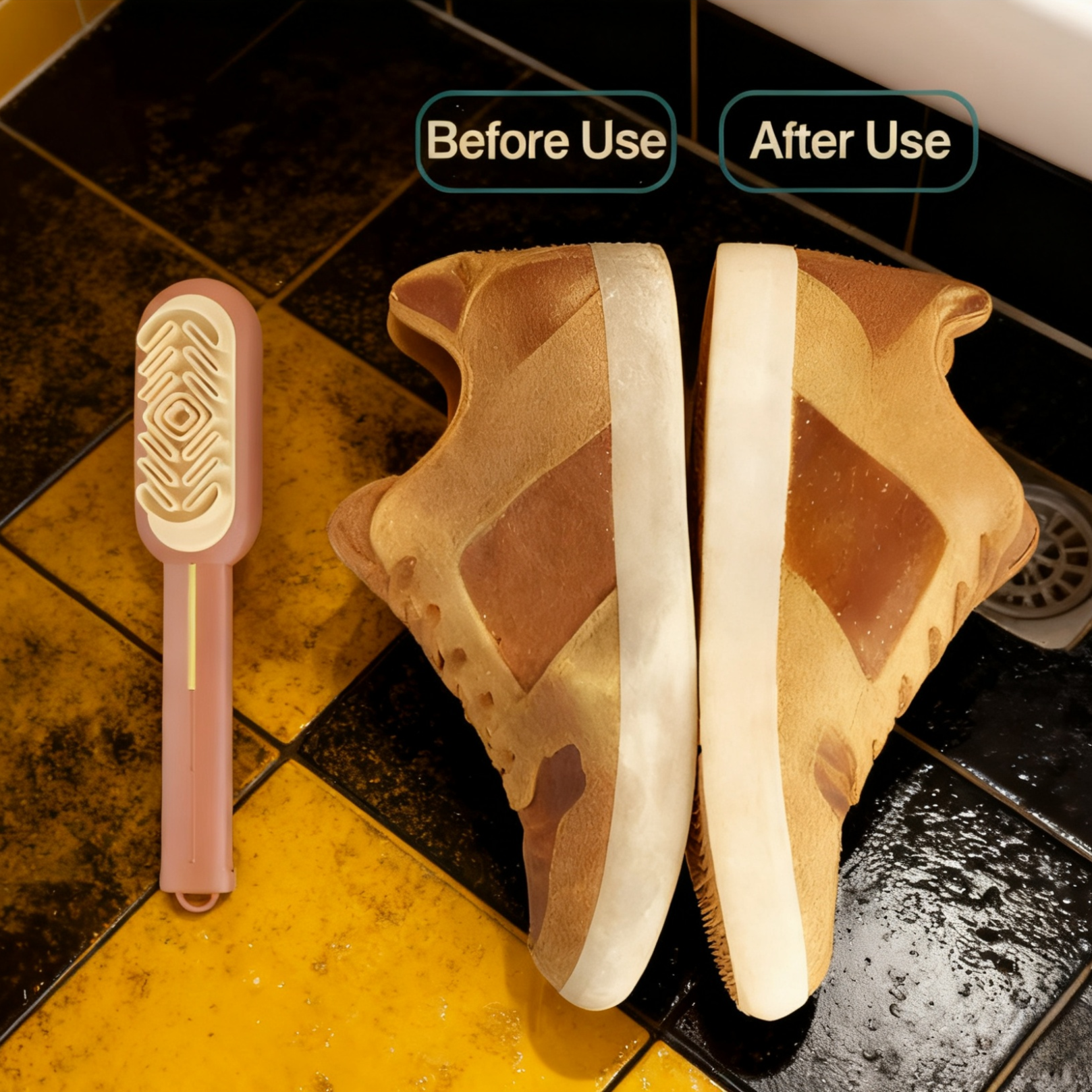 Long Handle Natural Rubber Sneaker Cleaning Brush