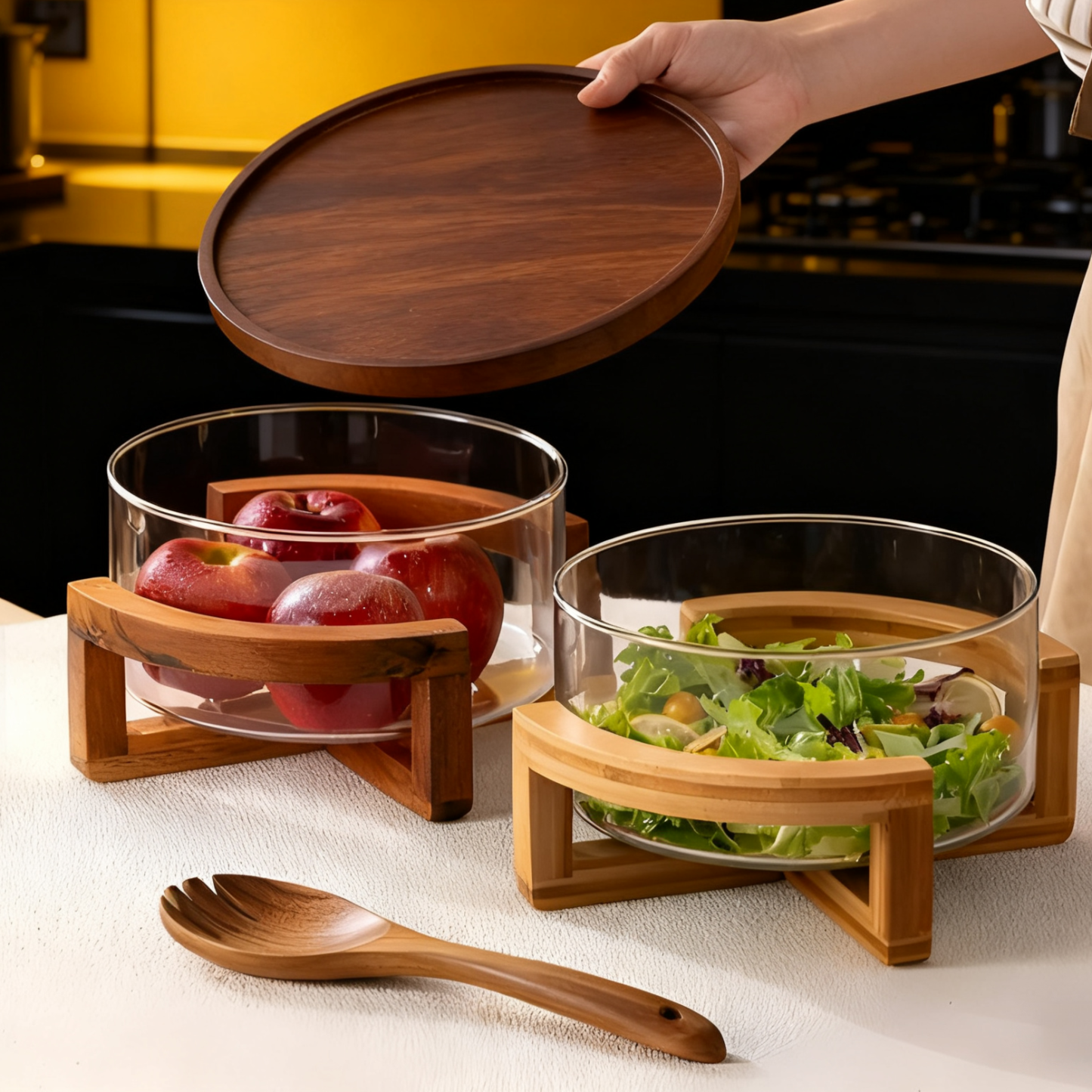 Glass Fruit Platter for Vegetable Salad Buffet Storage