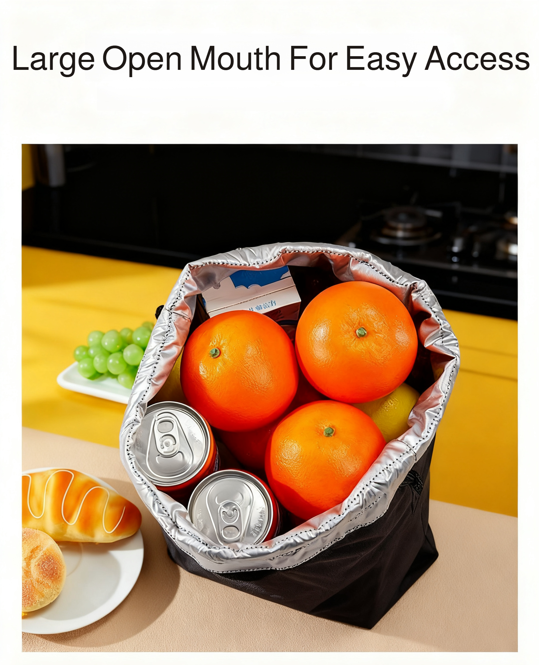 Lunch tote with spacious compartment for bento box
