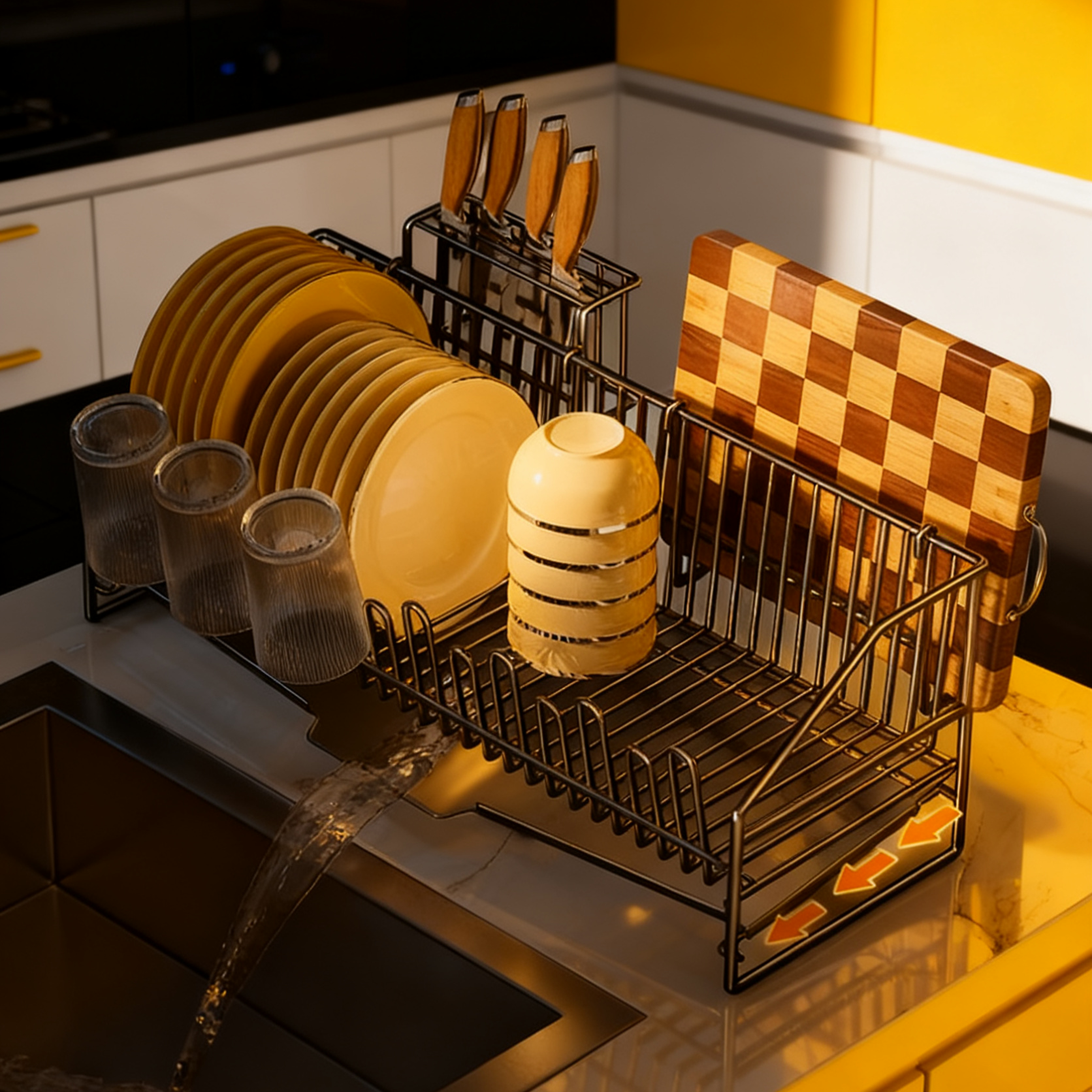 Multifunctional Desktop Kitchen Tableware Draining Storage Rack