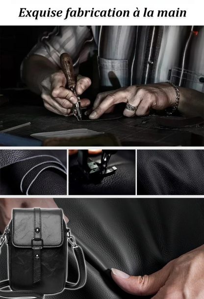 Ne craignez plus les pickpockets ! Ce sac en cuir véritable intègre une protection RFID et descompartiments sécurisés pour vos cartes et vos biens précieux. 🛡️💳