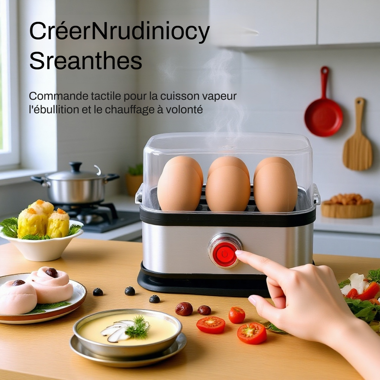 Appareil à cuire les œufs compact et mobile