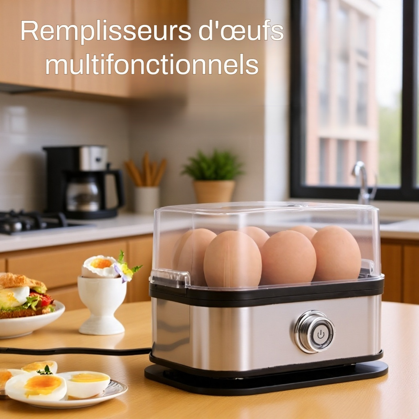 Appareil à cuire les œufs compact et mobile