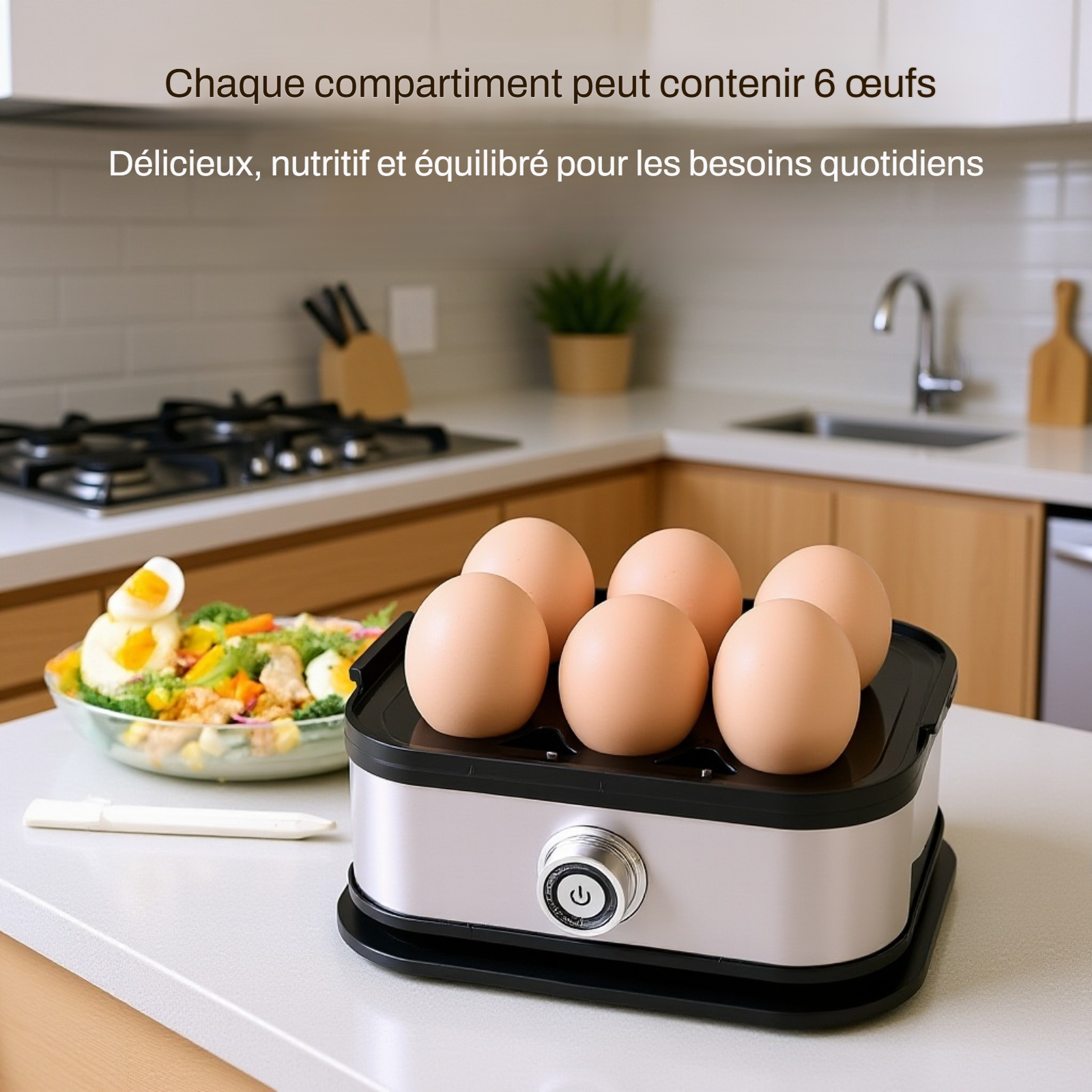 Appareil à cuire les œufs design ergonomique
