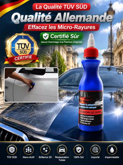 Certifié TÜV Allemand ! Spray nano-réparateur de peinture | Retrouvez l’éclat du neuf en 10 min