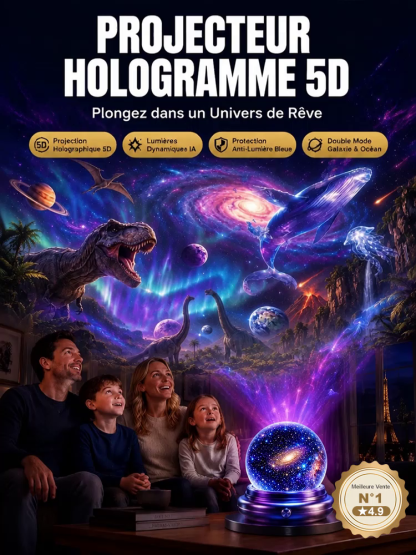Projecteur Holographique 5D 4K | Ciel Étoilé et Océan 360° | Ambiance Maison Voiture | 100% Sûr