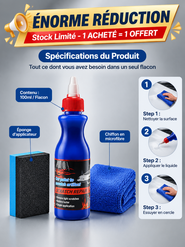 Certifié TÜV Allemand ! Spray nano-réparateur de peinture | Retrouvez l’éclat du neuf en 10 min