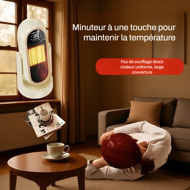 Chauffage soufflant oscillant automatique, économique et humidificateur