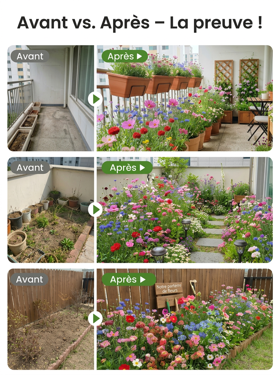 Mélange de fleurs biologiques Viresta | 18 000 graines | 300 jours de floraison | Idéal pour les abeilles