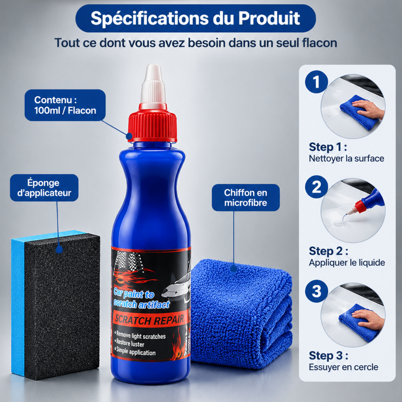 Certifié TÜV Allemand ! Spray nano-réparateur de peinture | Retrouvez l’éclat du neuf en 10 min