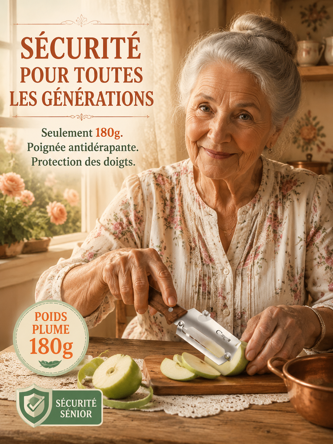 Éplucheur Titane Suisse | 3-en-1 : Épluche, Tranche & Julienne | Qualité Pro