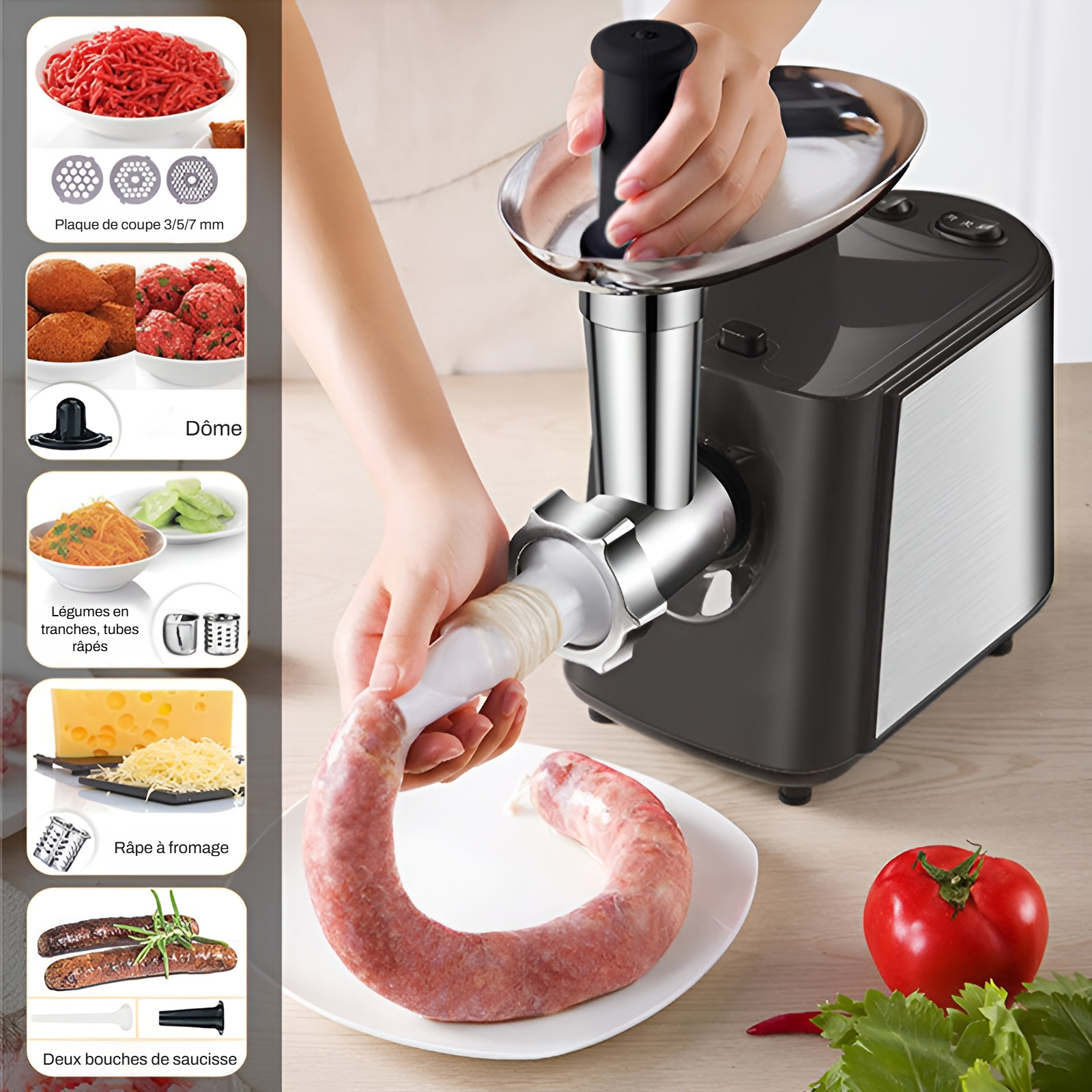 Système de hachage rapide et efficace en acier inoxydable