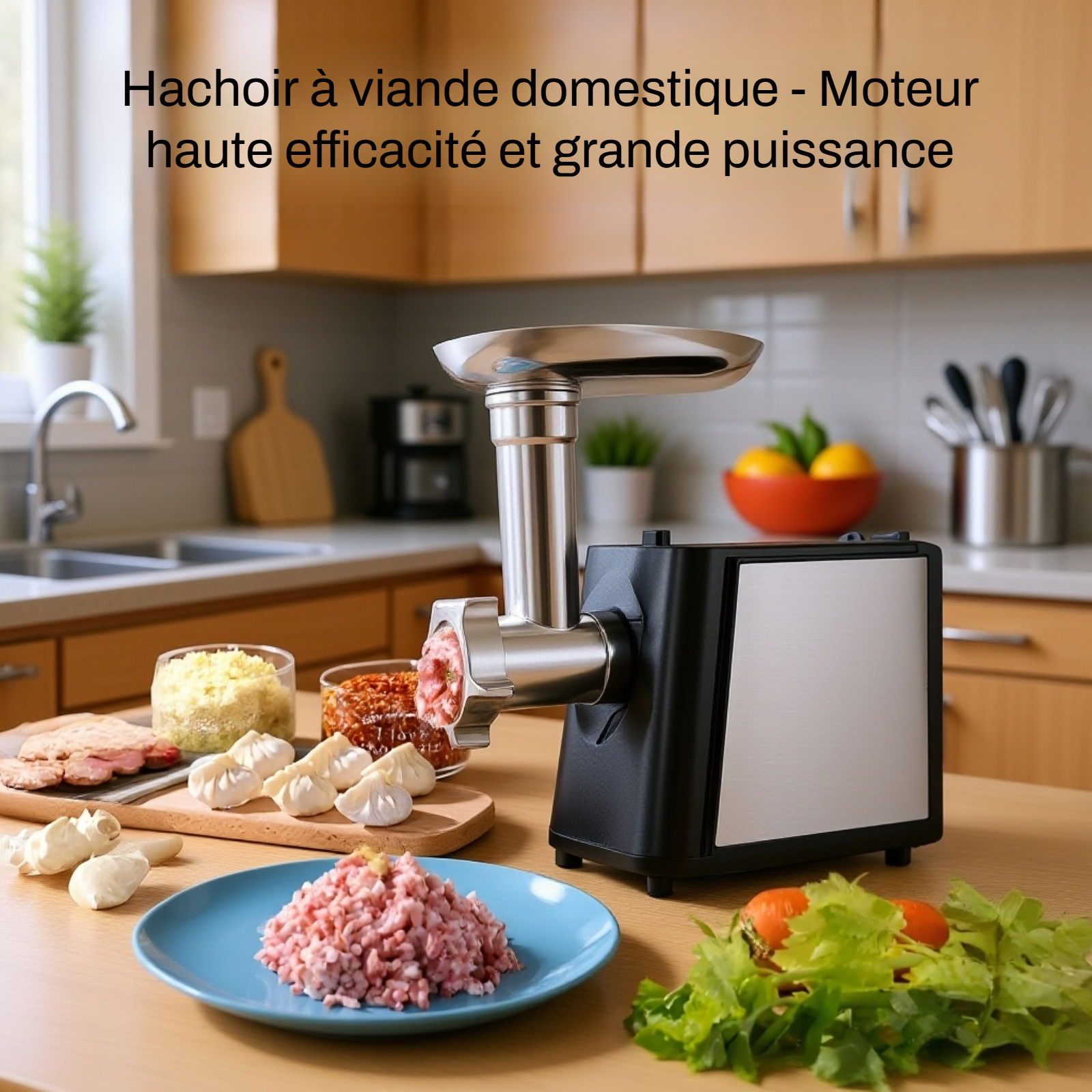 Hachoir à viande électrique et machine à saucisses en acier inoxydable pour usage domestique