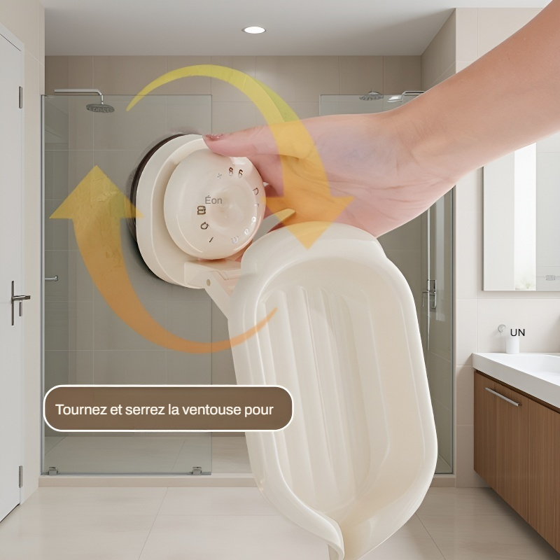Boîte à savon avec ventouse multifonction, égouttoir pour lavabo, fixation sans perçage