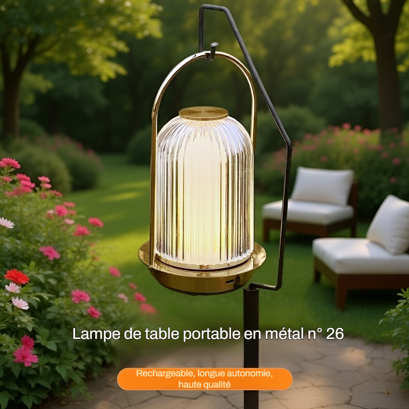 Lampe de chevet portable en métal avec recharge USB pour chambre