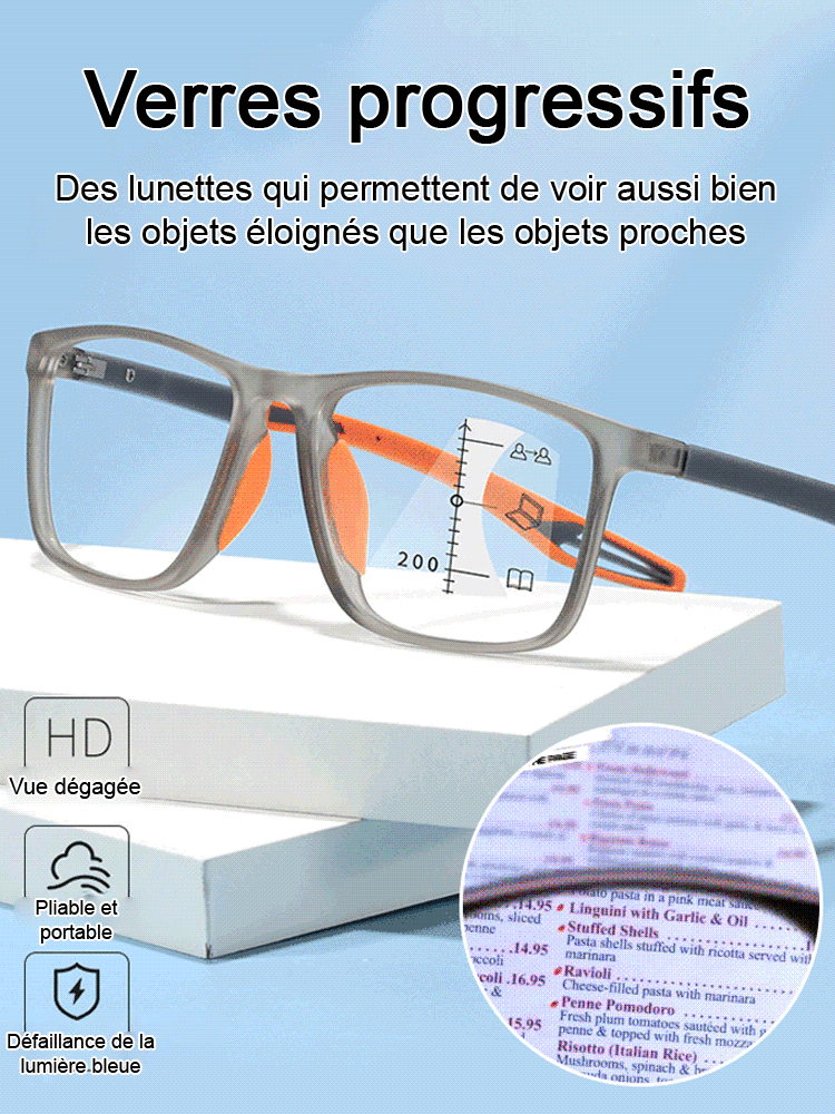 【✨️Réglage intelligent -7,00D à +7,00D】Lunettes ultra-légères et confortables anti-lumière bleue pour presbytes
