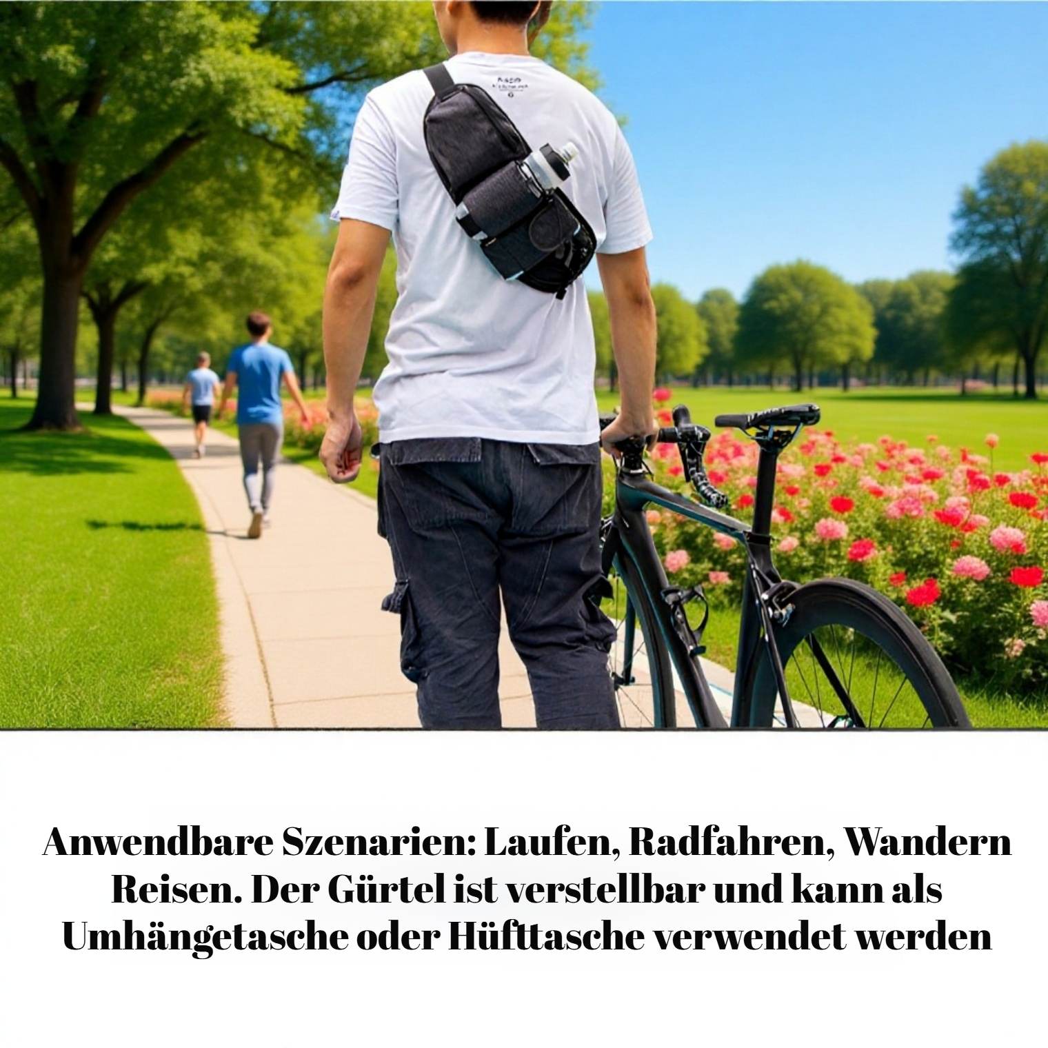 Fahrrad Gürteltasche mit sicherem Handyfach und Flaschenhalter
