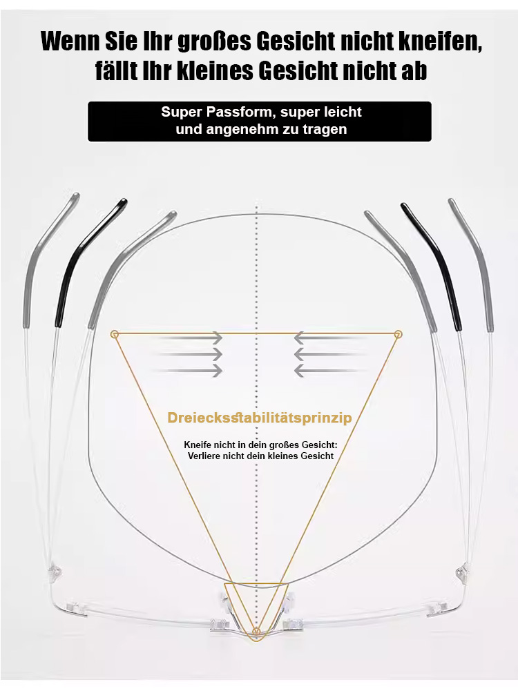 Nahaufnahme der flexiblen Bügel der Gleitsichtbrille
