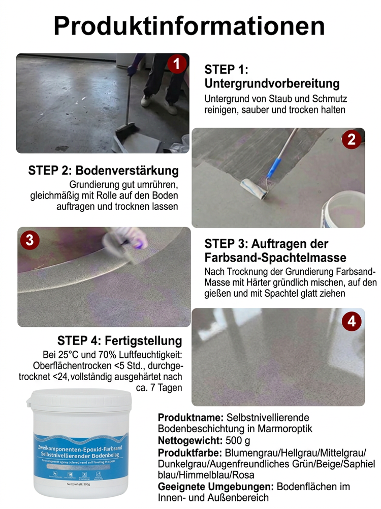 Marmorähnliche selbstverlaufende Bodenbeschichtung.