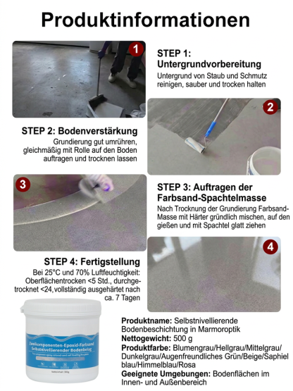 Marmorähnliche selbstverlaufende Bodenbeschichtung.