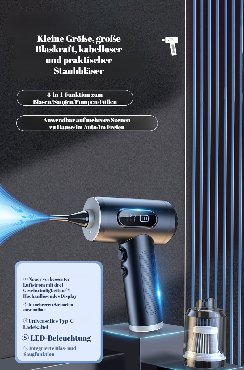 Handstaubsauger dreistufiger Hochleistungs-Autostaubsauger für Auto und Haushalt
