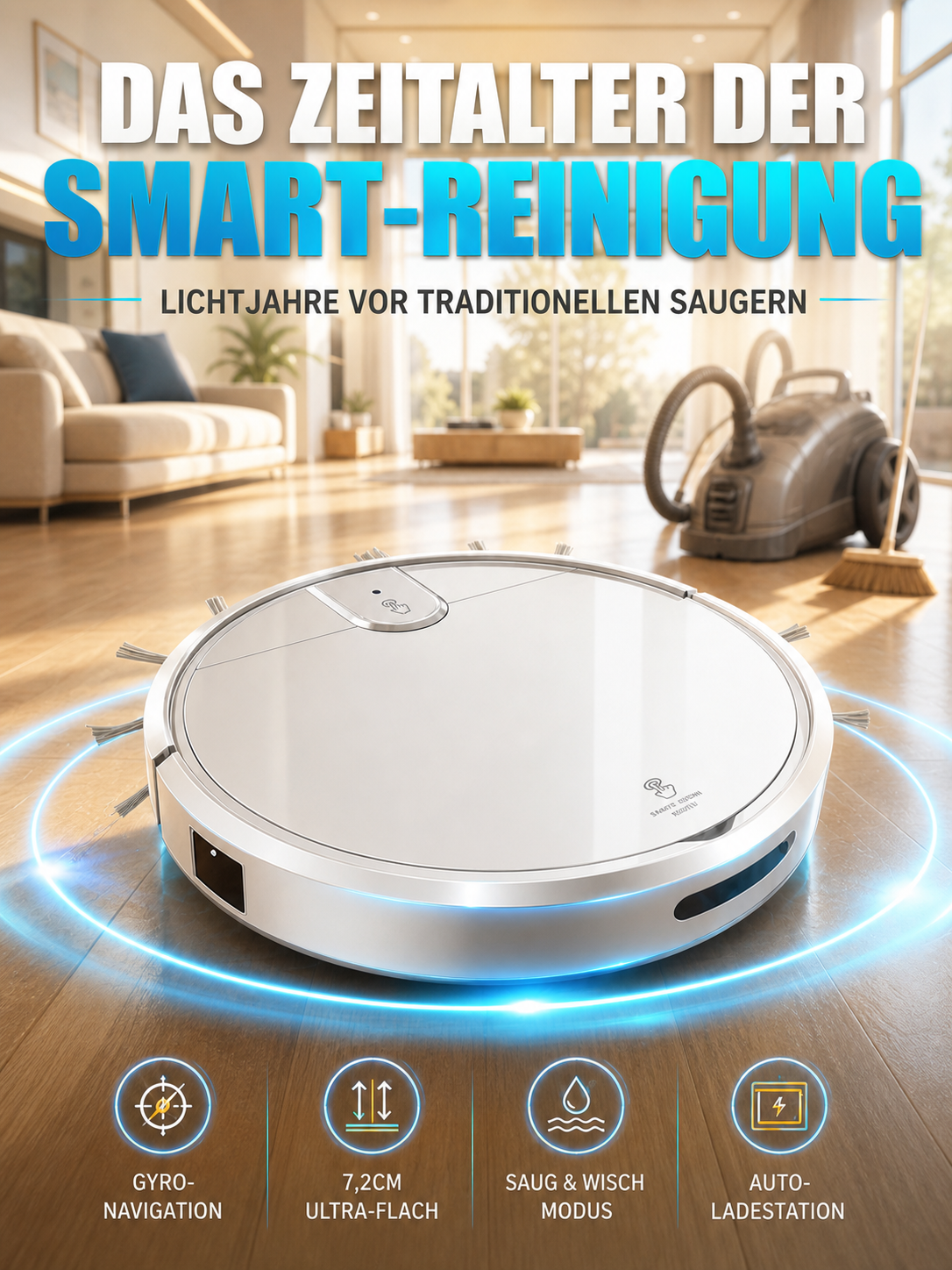 Robot Vacuum Cleaner – Ultra-Flat Auto-Charging Design