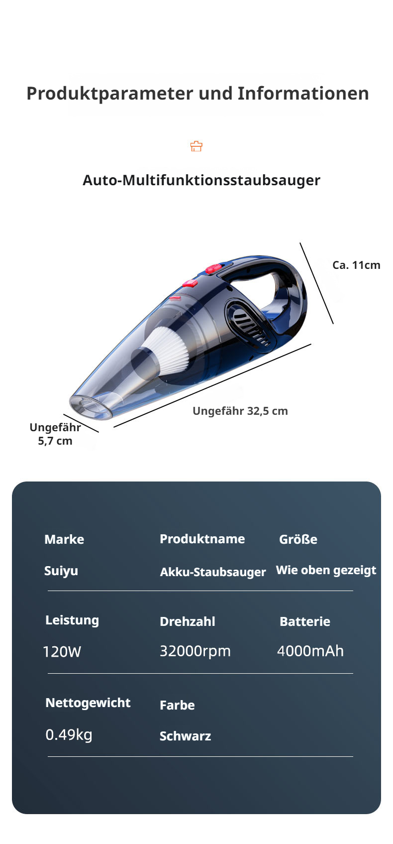 Ergonomisches Design des Auto-Nass- und Trockensaugers