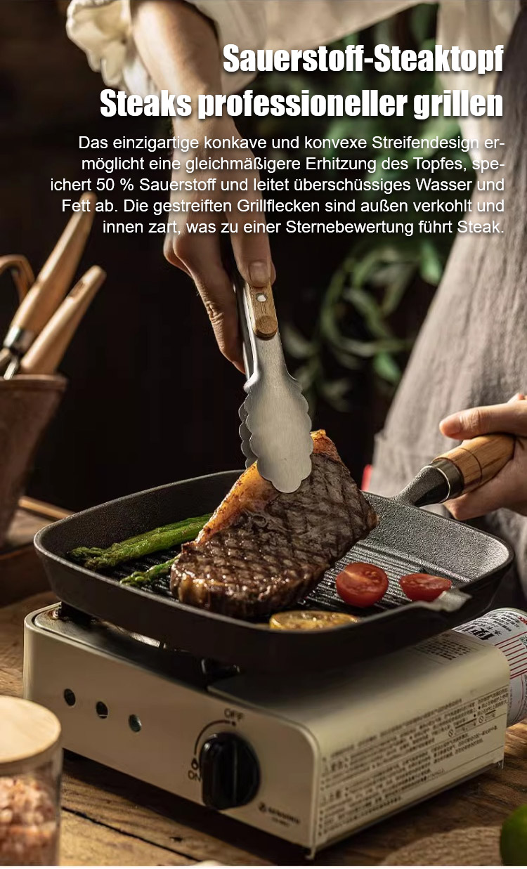 Detailansicht der Steakpfanne mit Antihaftbeschichtung