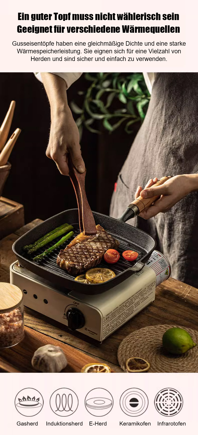 Steakpfanne für Induktionsherde geeignet