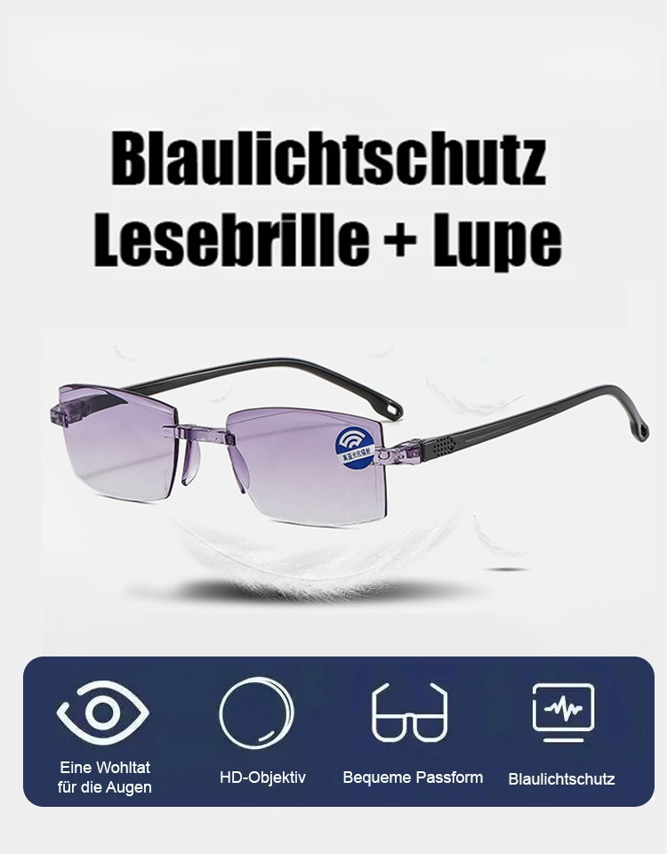 Unisex randlose Lesebrille mit Blaulichtfilter für Damen und Herren