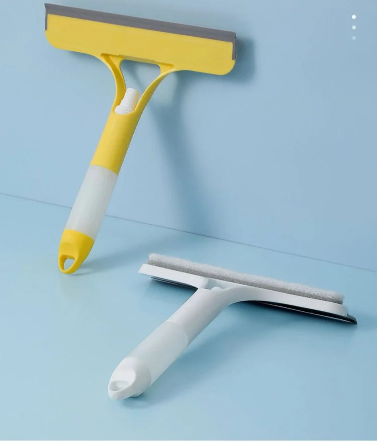 Doppelseitiger Fensterabzieher mit eingebauter Sprühflasche