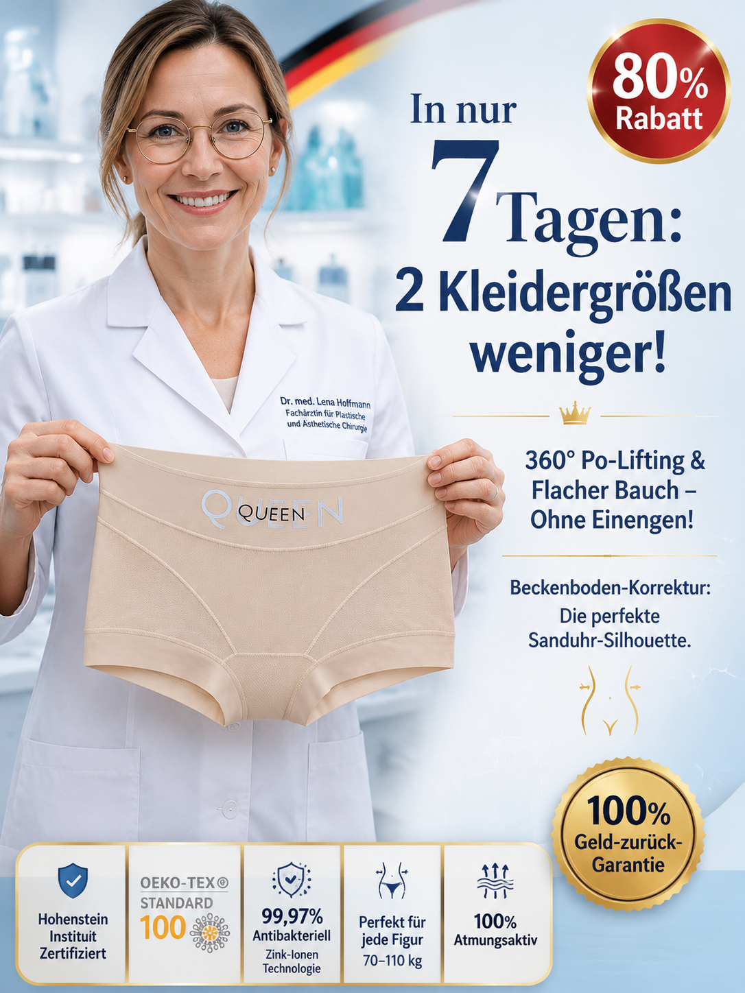 Entwickelt in Zusammenarbeit mit Pariser Orthopäden: 360°-Formhöschen und Beckenkorrektur.