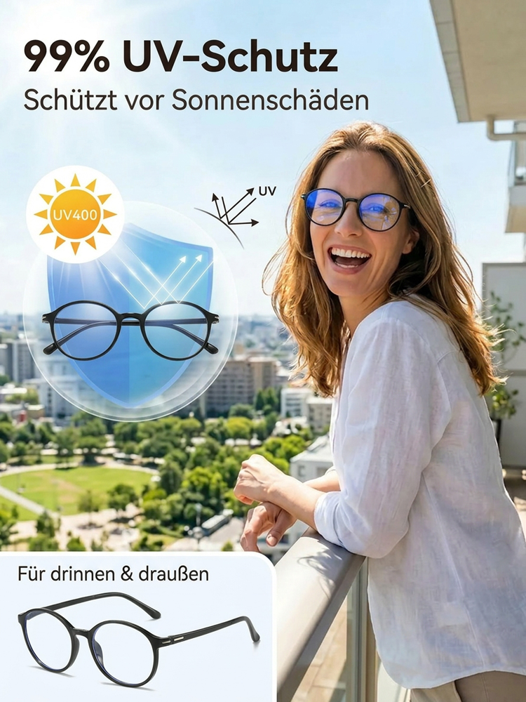 Ultraleichte Auto-Fokus Lesebrille mit Blaulichtfilter