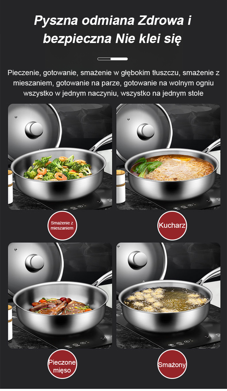 Pfanne aus Edelstahl – geeignet für Induktion und Gasherd