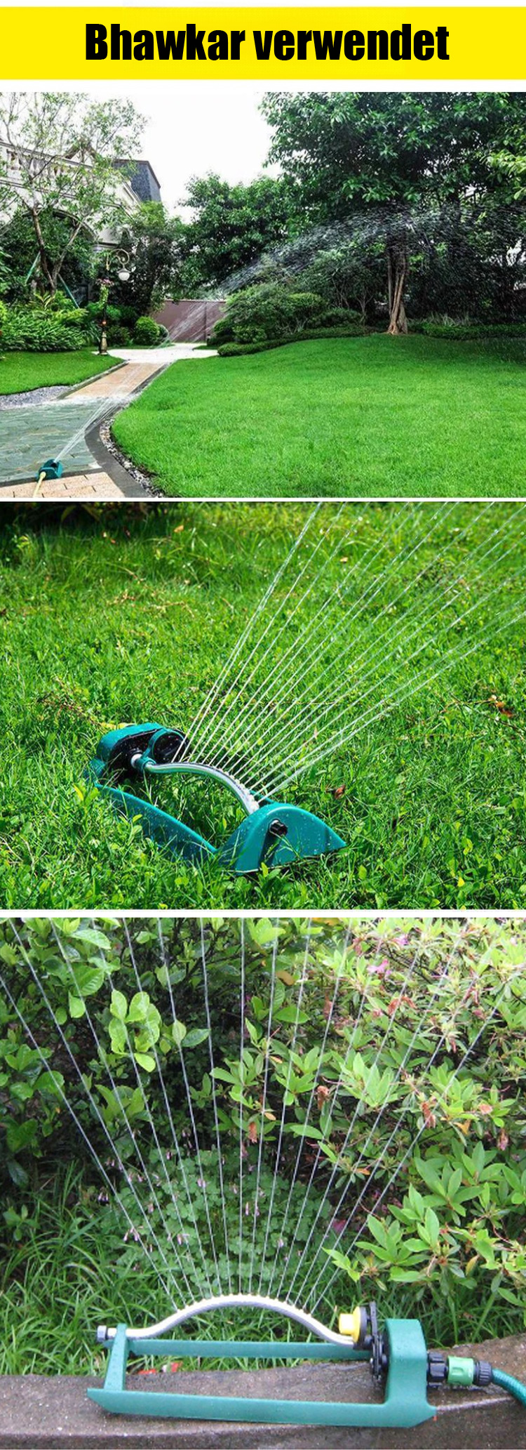 Wassersparende Schwenkdüse im Garten