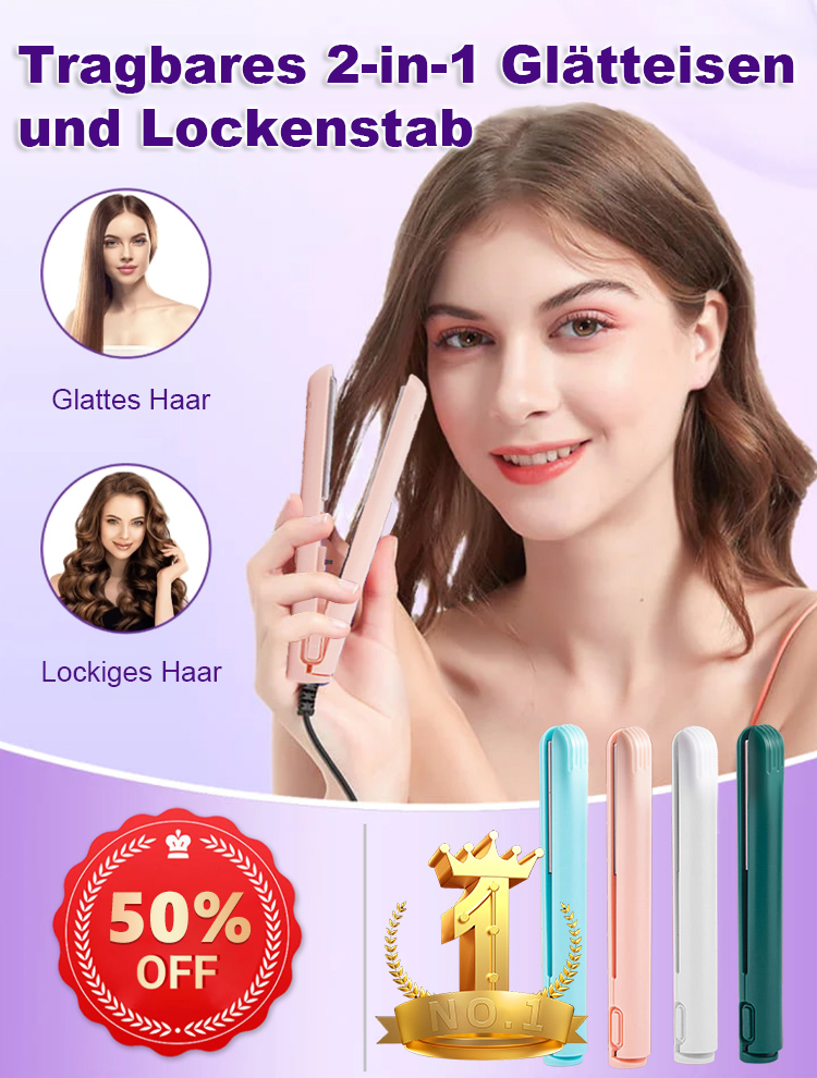 Portable 2-in-1 Hair Straightener & Curling Iron - Compact Styling Tool for Anywhere Use
