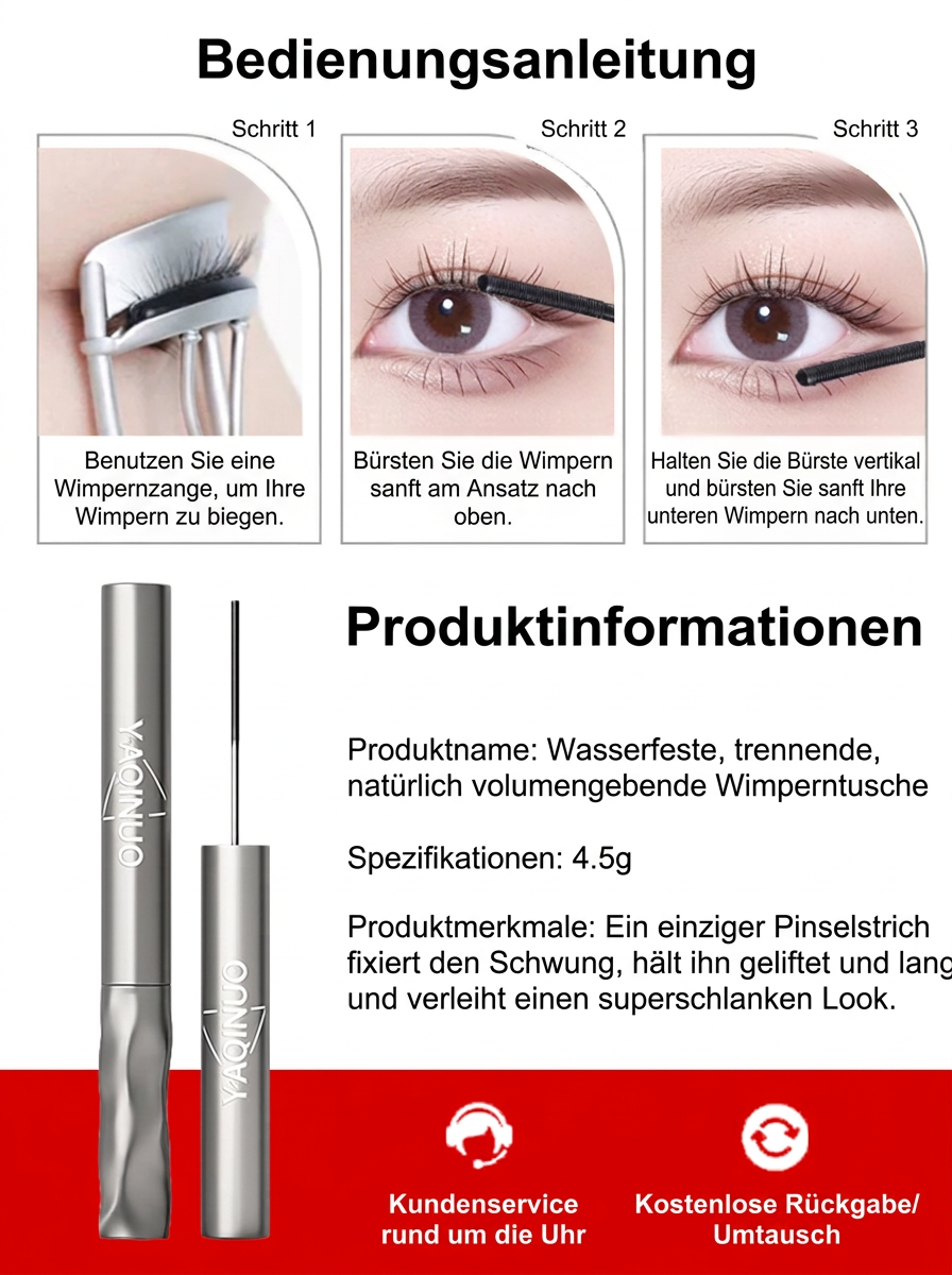 【Dermatest zertifiziert】Schweizer 3-in-1 Präzisions-Mascara✨Speziell für Schlupflider✨Vegan✨