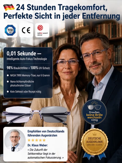 【Ohne Sehtest nutzbar】Jena Optik Pro Autofokus-Brille✨Gleitsicht ohne Sehtest