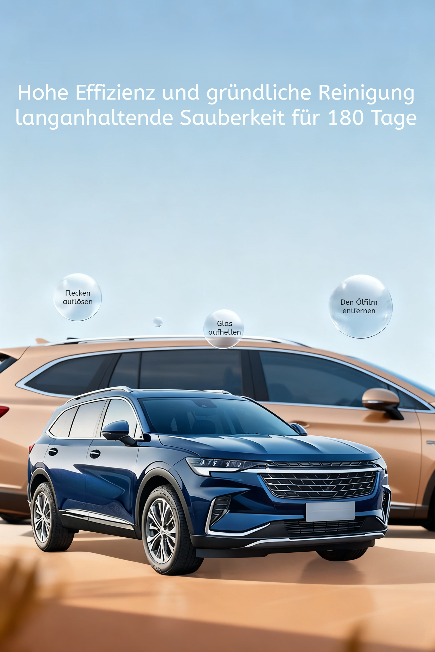 Klare Sicht nach der Verwendung des Auto Glas Ölfilm Reinigers