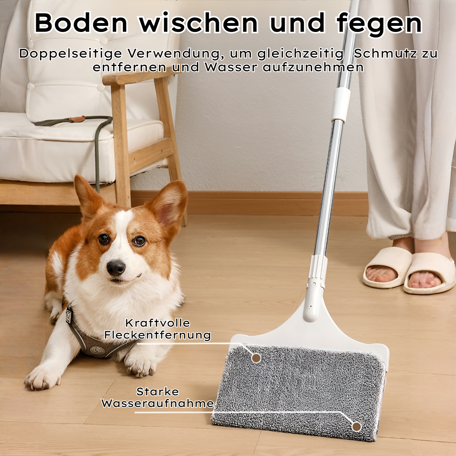 Haushaltsglasreinigung mit Doppelkopf Mop