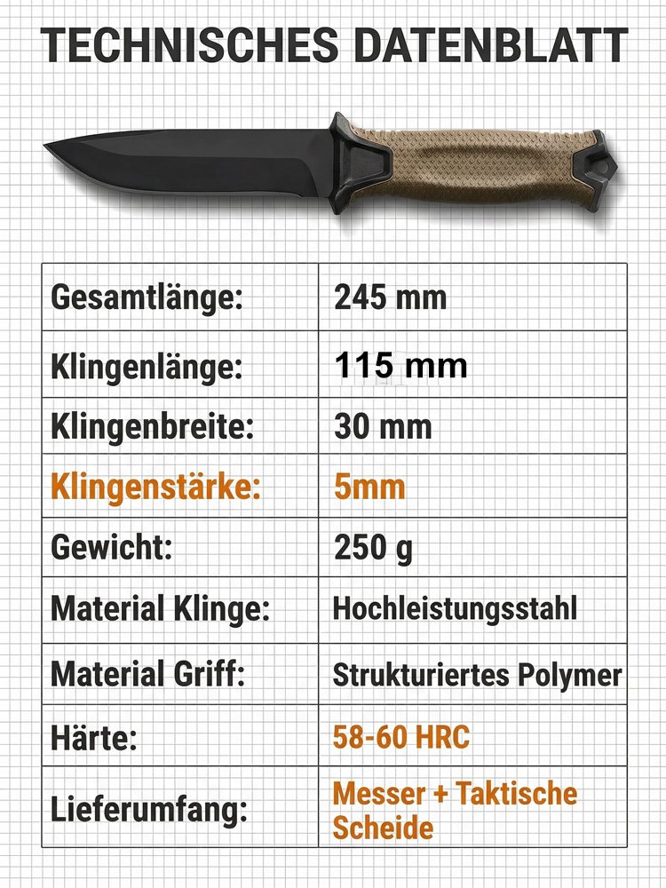 Robustes Outdoor-Messer auf einem Felsen