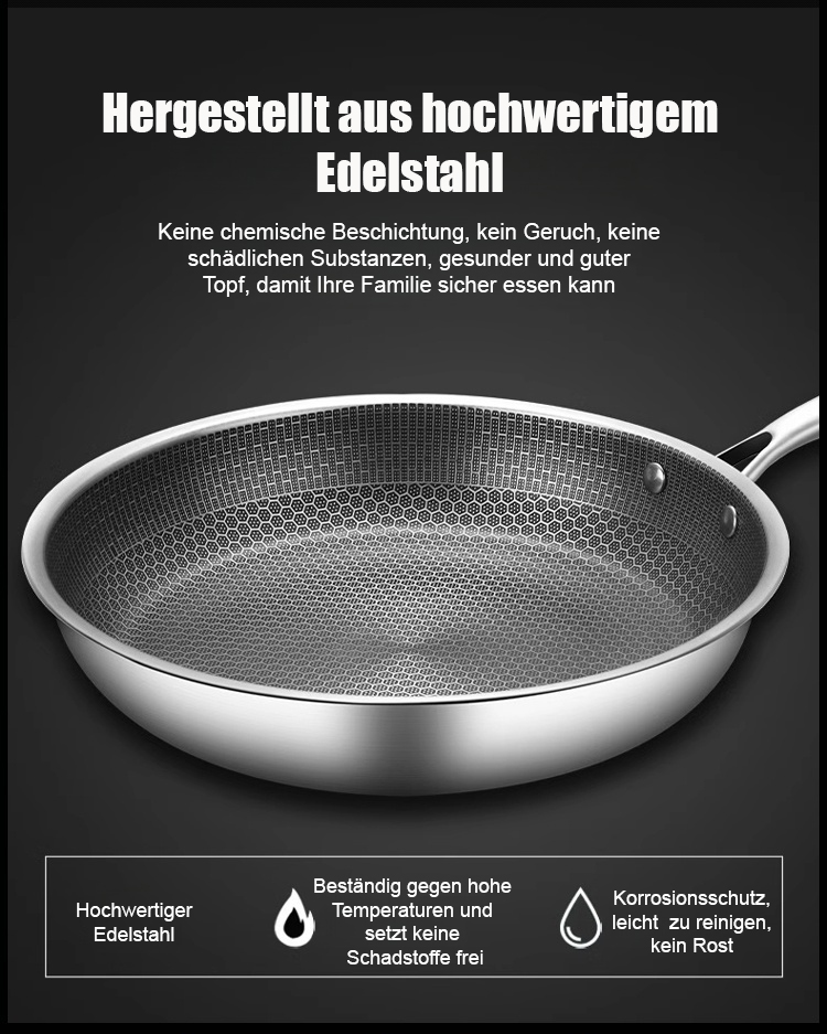 Edelstahl Wabenpfanne mit ergonomischem Griff