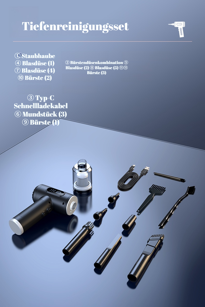 Leistungsstarker Autostaubsauger mit Saug- und Blasfunktion