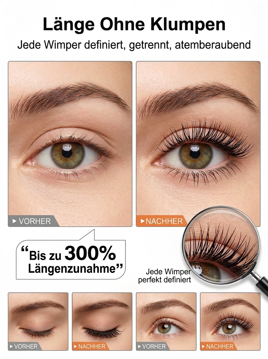 【Dermatest zertifiziert】Schweizer 3-in-1 Präzisions-Mascara✨Speziell für Schlupflider✨Vegan✨