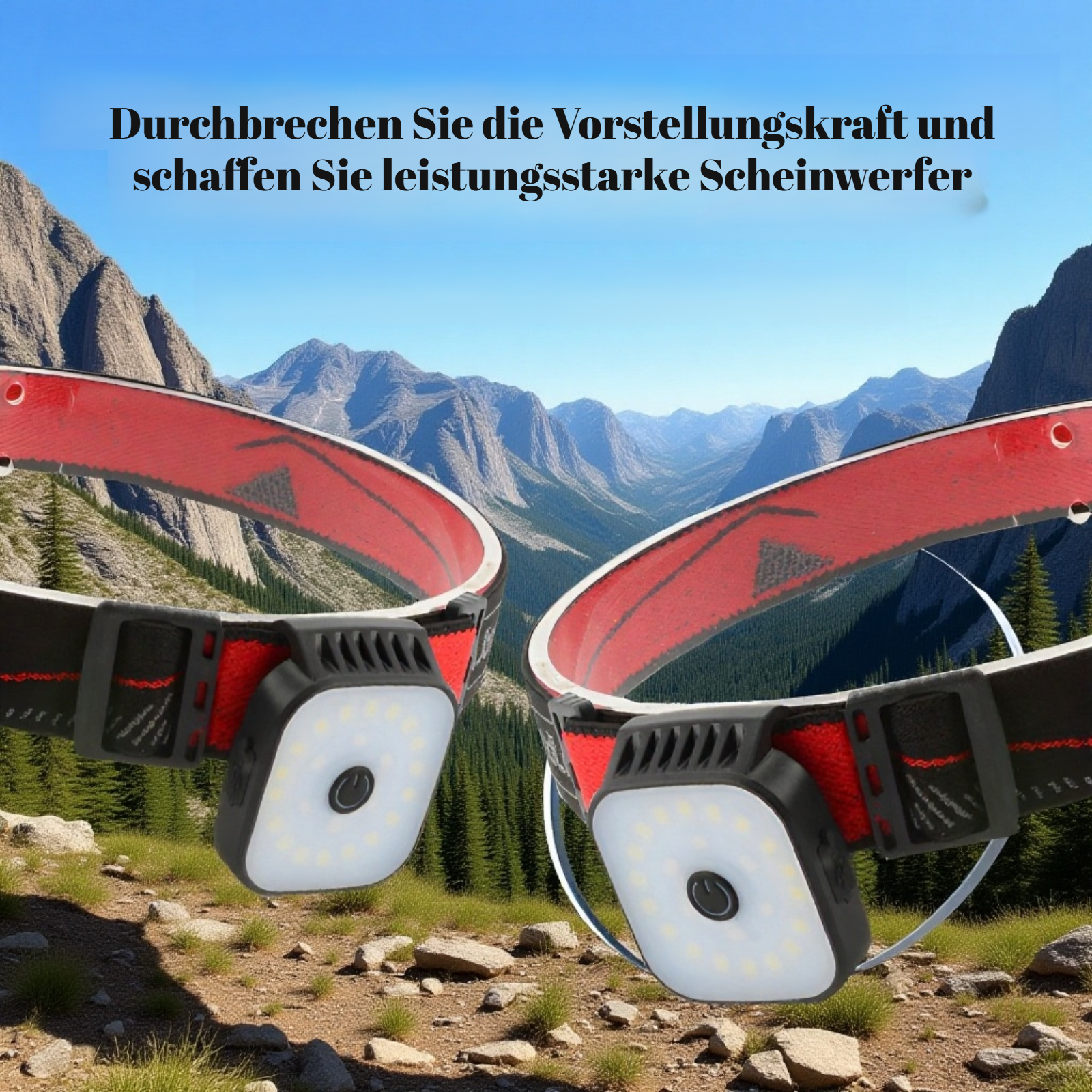 Wiederaufladbare Stirnlampe für nächtliches Outdoor-Laufen in Aktion