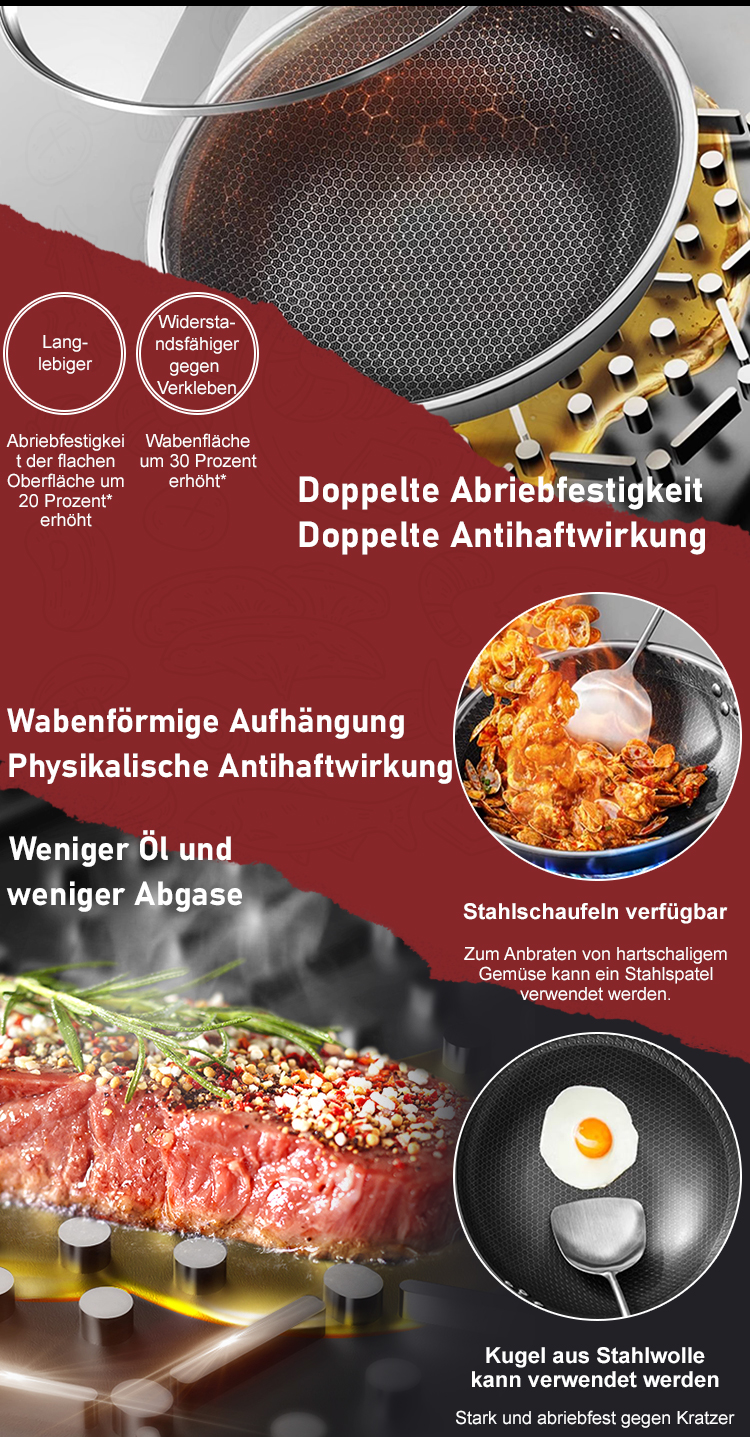 Leicht zu reinigende Antihaft-Pfanne aus Edelstahl